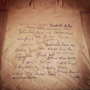 A már kicsit elnyűtt vászonszatyot. Azóta mindenhová ezt cipelem magammal.